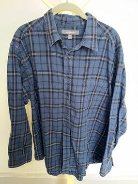Croft & Barrow Men's Blue & Black Plaid Long Sleeve Flannel Shirt Size XL